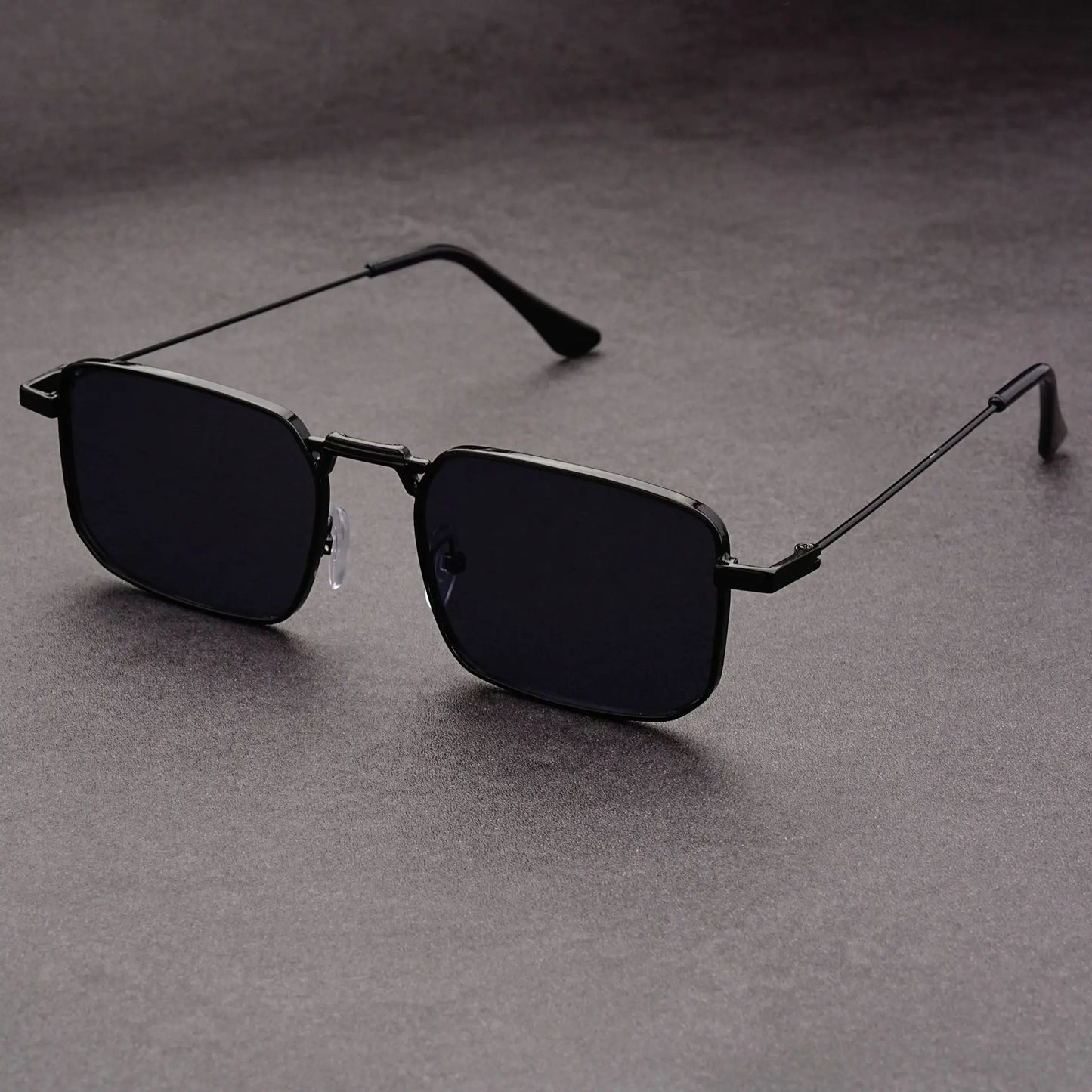 Óculos de Sol Retangulares Vintage em Metal – Unissexo, Luxo, Condução