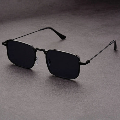Óculos de Sol Retangulares Vintage em Metal – Unissexo, Luxo, Condução