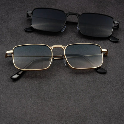 Óculos de Sol Retangulares Vintage em Metal – Unissexo, Luxo, Condução