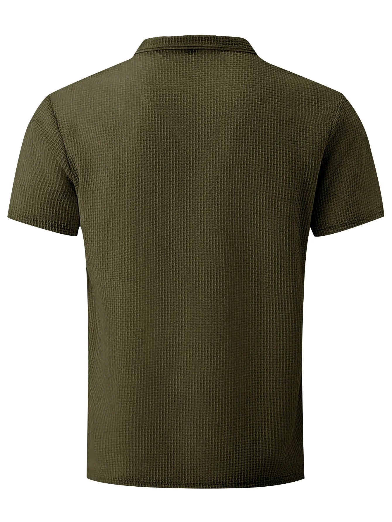 T-shirt Masculina Slim Fit Textura Piqué — Verde Militar, Azul, Branco e Preto
