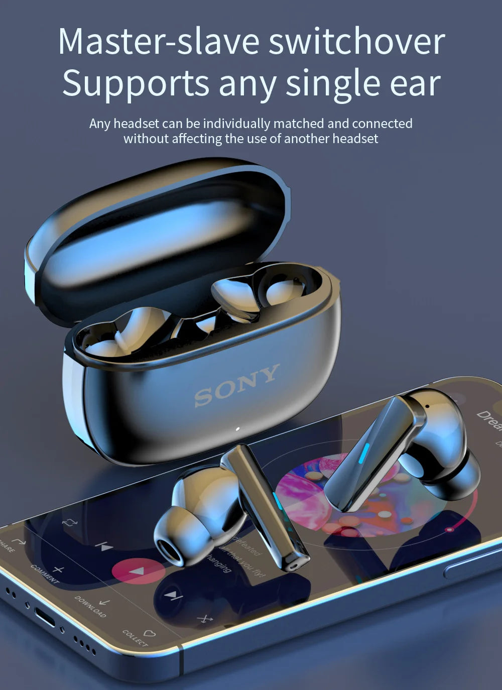 Auriculares Sony Mate 50 Bluetooth – Sem Fios, Estéreo, Microfone, Touch