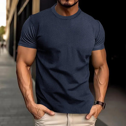 T-shirt Masculina Slim Fit Textura Piqué — Verde Militar, Azul, Branco e Preto