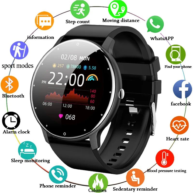 Smartwatch LIGE – Fitness, Freq. Cardíaca, À Prova de Água, Android e iOS