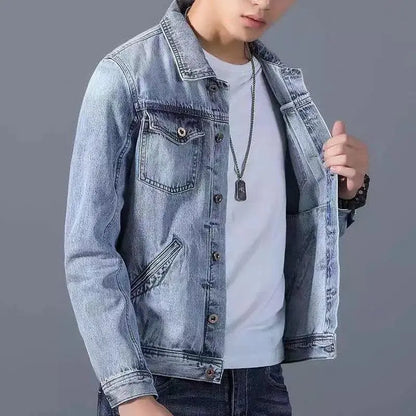 New Men's Short Denim Jacket Casual Style Ripped Jeans Cotton Material Spring Autumn Wear Resistant And Comfortable Fit