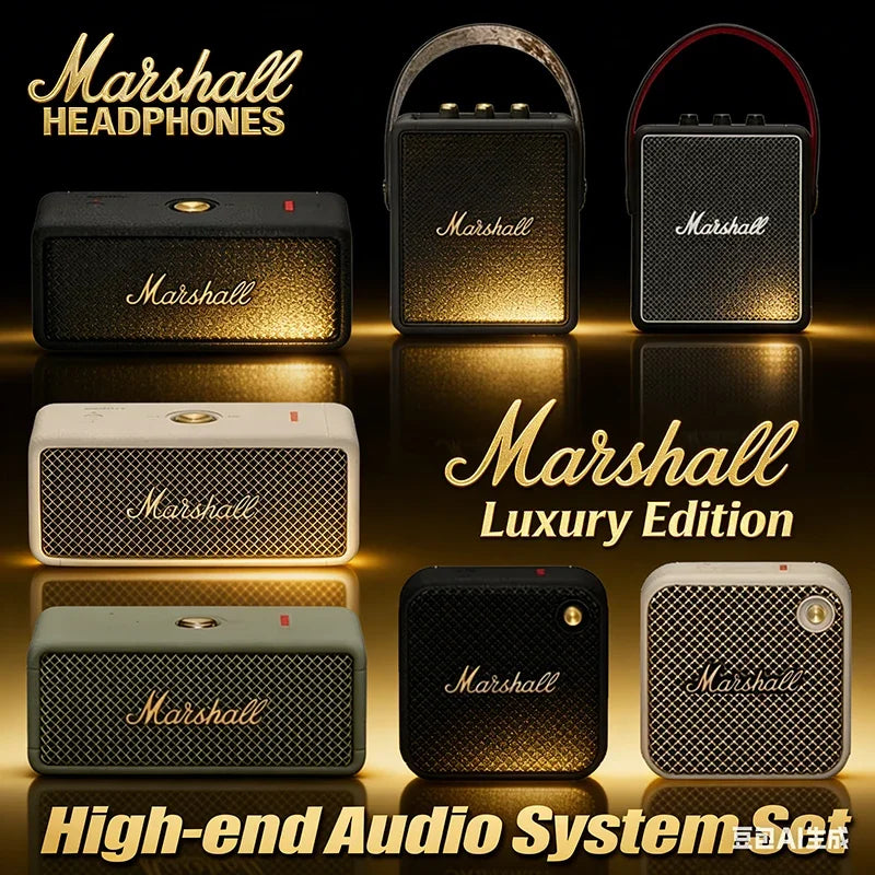 Coluna Bluetooth Portátil Marshall – BT 5.0, IPX4, Graves Profundos, Exterior