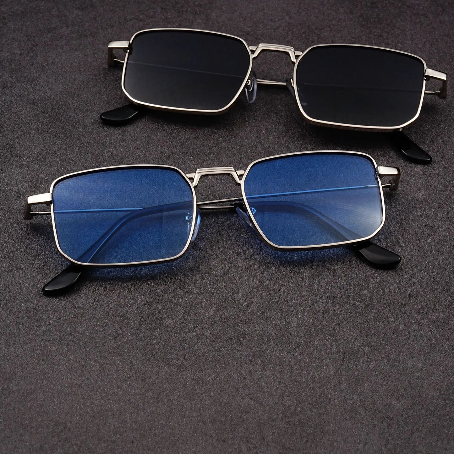 Óculos de Sol Retangulares Vintage em Metal – Unissexo, Luxo, Condução