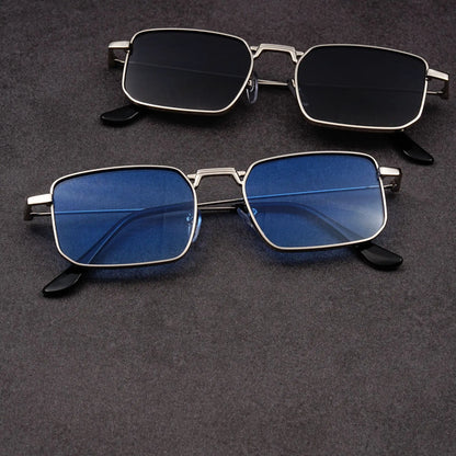 Óculos de Sol Retangulares Vintage em Metal – Unissexo, Luxo, Condução