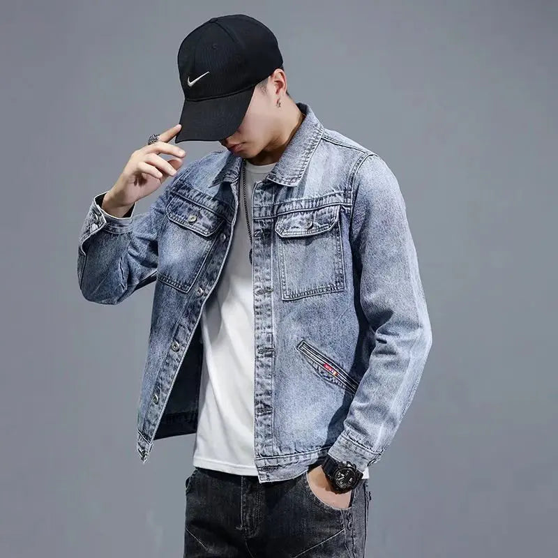 New Men's Short Denim Jacket Casual Style Ripped Jeans Cotton Material Spring Autumn Wear Resistant And Comfortable Fit
