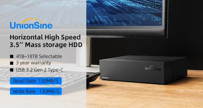 Disco Rígido Externo UnionSine 3.5" – 4TB a 18TB, USB 3.2, PC, Mac, PS4, Xbox