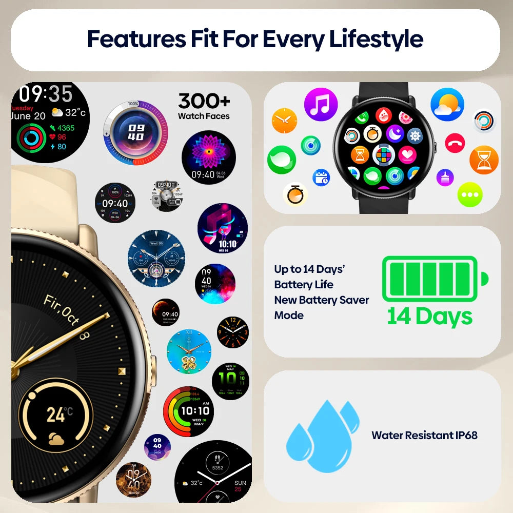 Smartwatch Zeblaze GTR 3 Pro – Chamadas, AMOLED 1.43", Aço 316L, Fitness