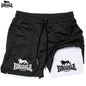 LONSDALE Men's Pattern Printed Fitness Shorts Double Layer 2-in-1 Fast Drying Fitness Outdoor Leisure Training Sports Shorts