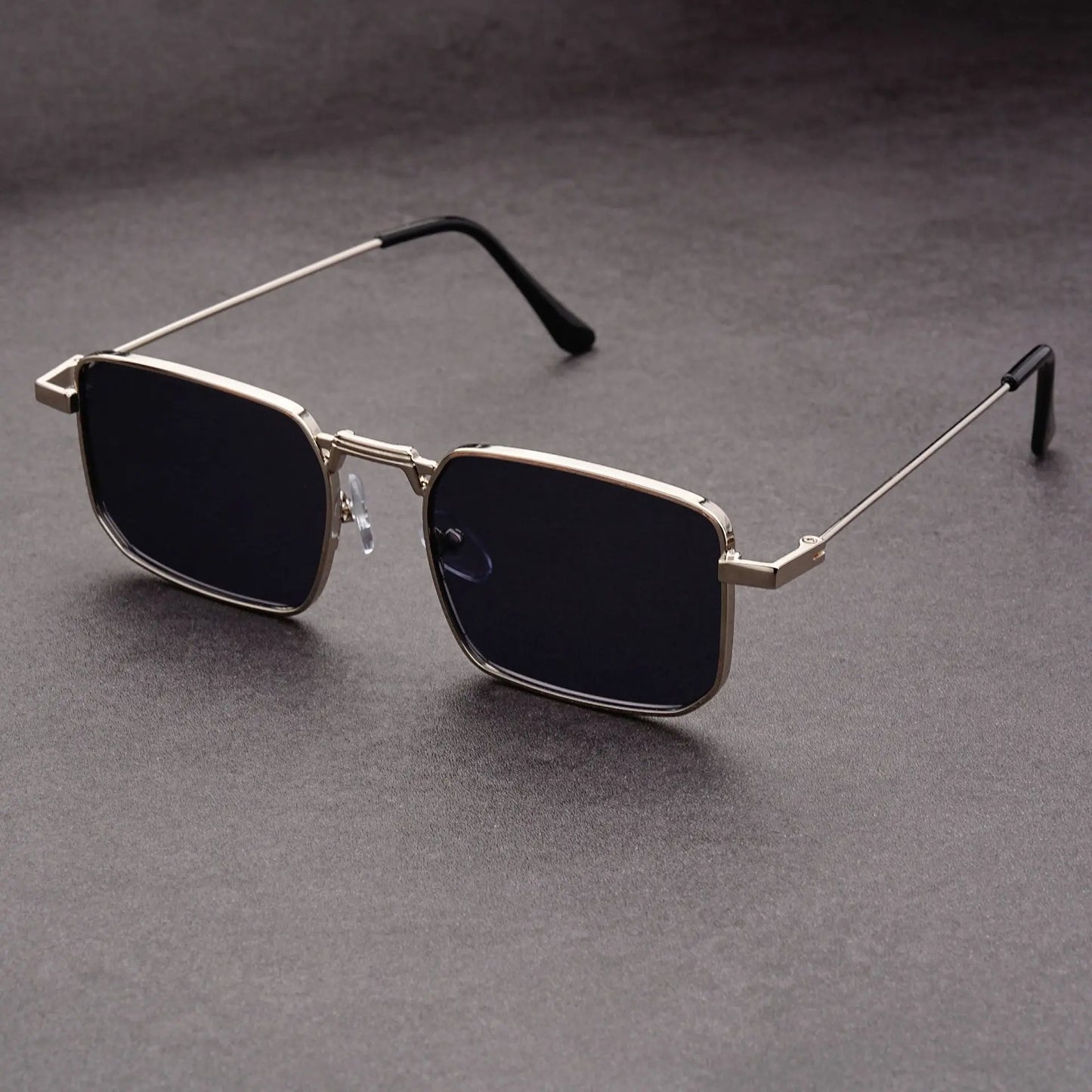 Óculos de Sol Retangulares Vintage em Metal – Unissexo, Luxo, Condução