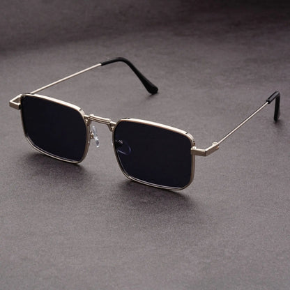 Óculos de Sol Retangulares Vintage em Metal – Unissexo, Luxo, Condução