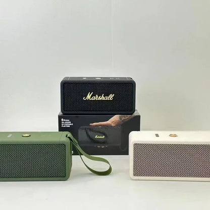 Coluna Bluetooth Portátil Marshall – BT 5.0, IPX4, Graves Profundos, Exterior