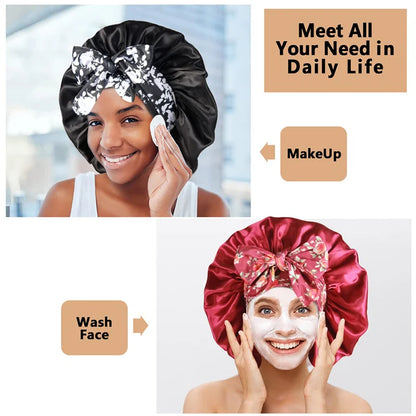 Boné com Laço de Renda Boné de Cabelo Elástico para Dormir Touca de Noite Toucas de Chuveiro e Banho para Mulheres