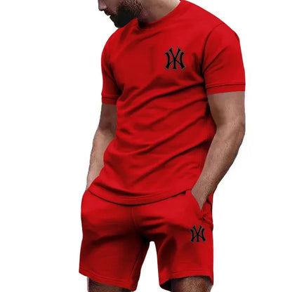 Conjunto Desportivo 2 Peças Masculino – T-shirt e Calções para Corrida e Fitness