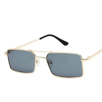 Óculos de Sol Quadrados Pequenos Vintage – Metal, Unissexo, Dupla Ponte