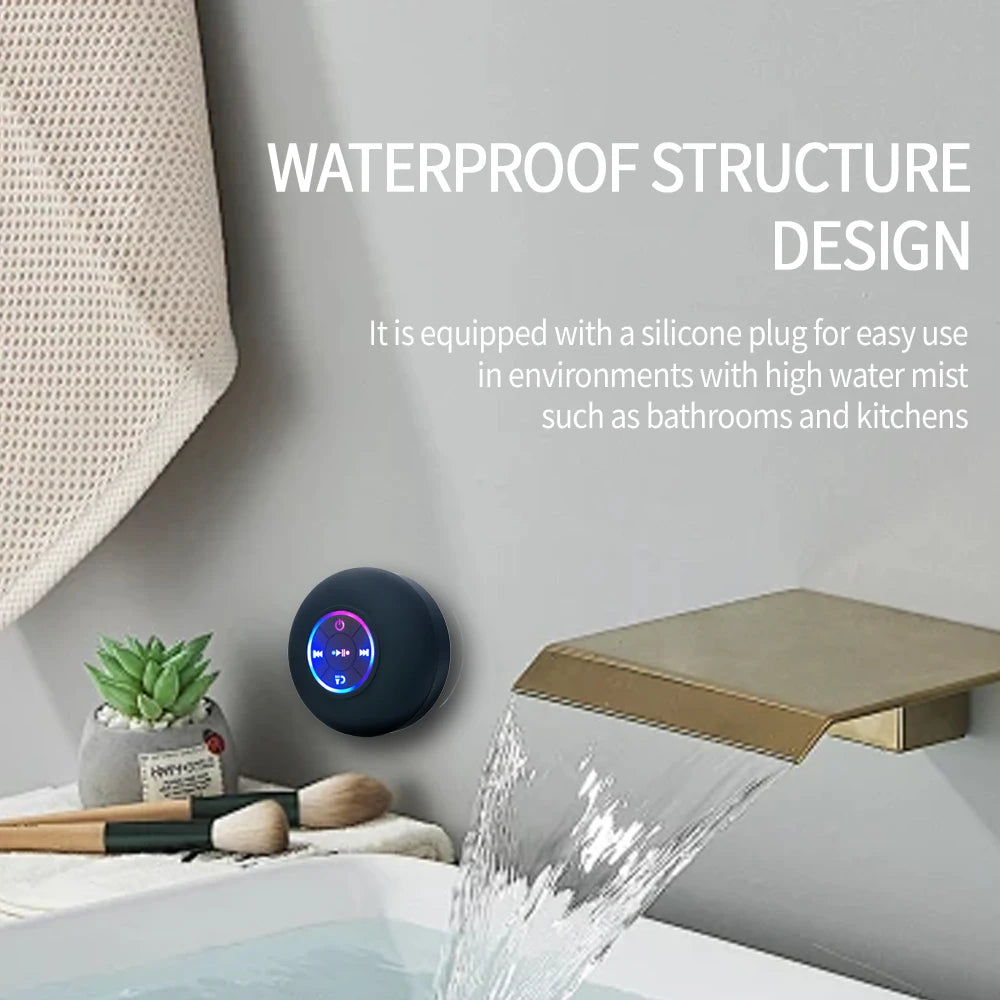 Coluna Bluetooth Sem Fios Portátil Luz LED Altifalante à Prova de Água IPX4 Coluna Para Exterior Casa de Banho
