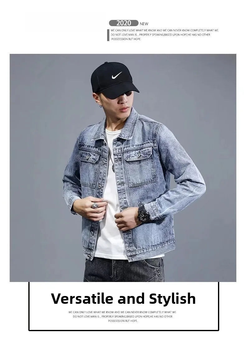 New Men's Short Denim Jacket Casual Style Ripped Jeans Cotton Material Spring Autumn Wear Resistant And Comfortable Fit