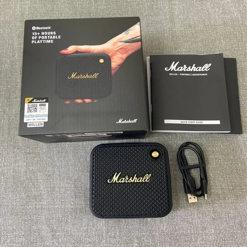 Coluna Bluetooth Portátil Marshall – BT 5.0, IPX4, Graves Profundos, Exterior