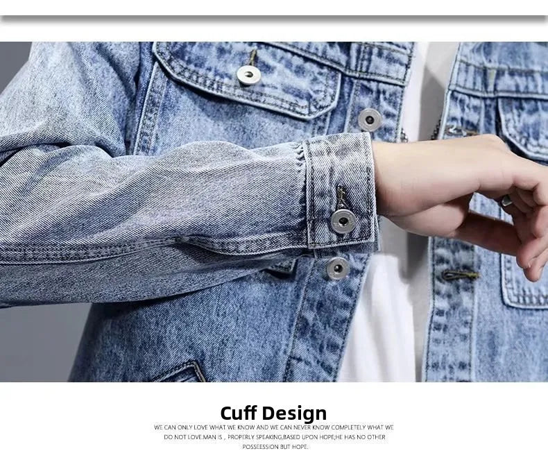 New Men's Short Denim Jacket Casual Style Ripped Jeans Cotton Material Spring Autumn Wear Resistant And Comfortable Fit