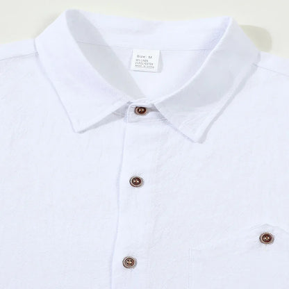 Men's Linen Blend Short Sleeve Button Down Shirt Casual Beach Tops with Chest Pocket Breathable Lightweight Summer Shirts forMen