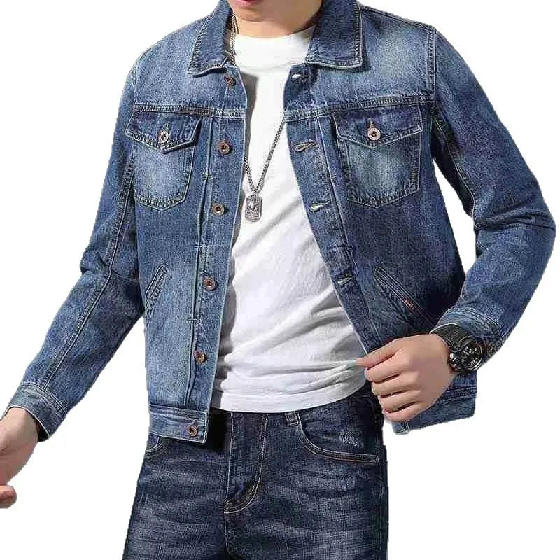 New Men's Short Denim Jacket Casual Style Ripped Jeans Cotton Material Spring Autumn Wear Resistant And Comfortable Fit