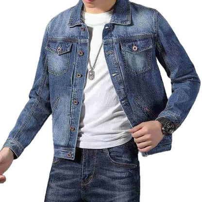 New Men's Short Denim Jacket Casual Style Ripped Jeans Cotton Material Spring Autumn Wear Resistant And Comfortable Fit