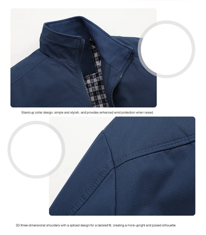 Korean Spring Autumn Casual Solid Fashion Slim Bomber Jacket Men Overcoat Stand Collar Jackets Men's Jacket S-6XL Top