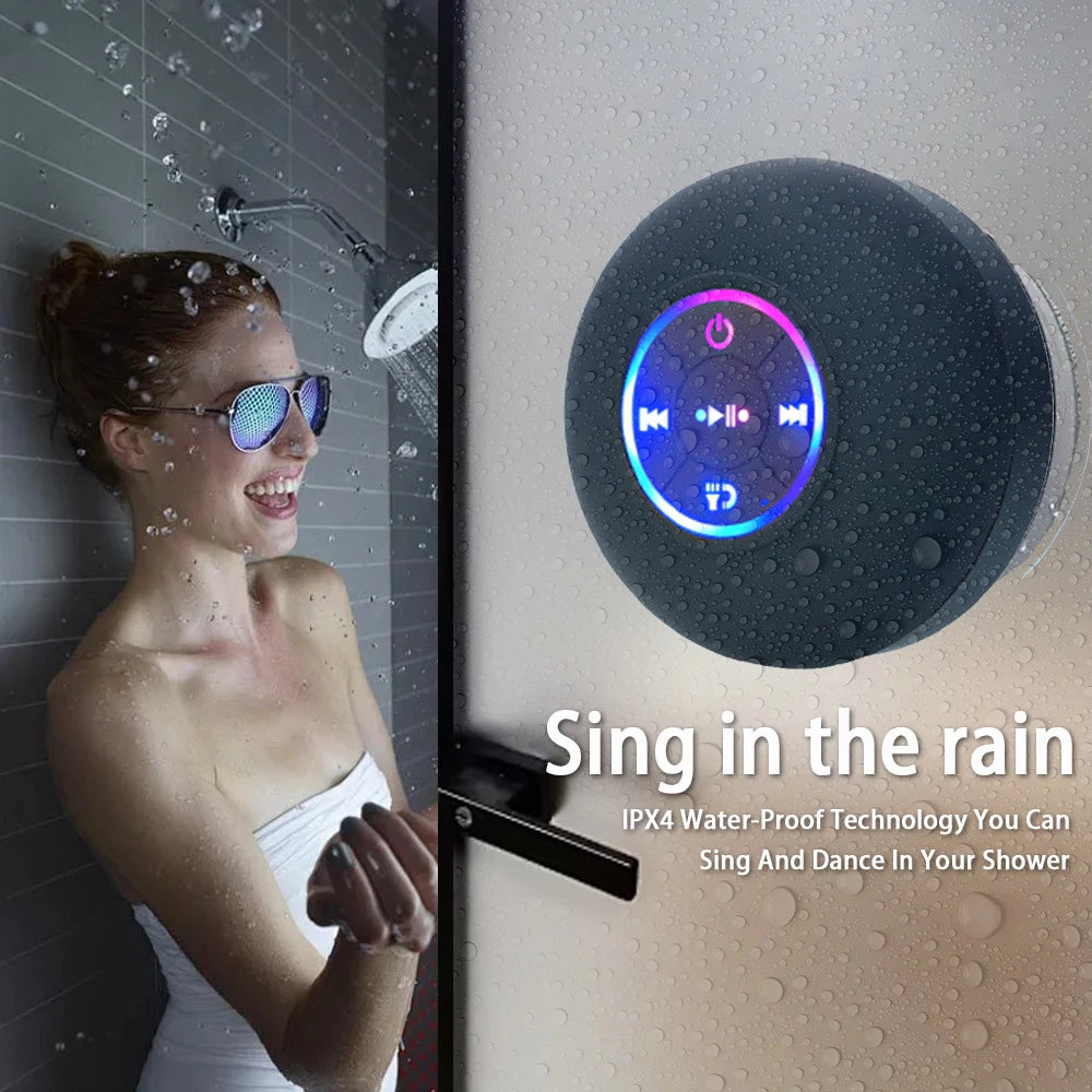 Coluna Bluetooth Sem Fios Portátil Luz LED Altifalante à Prova de Água IPX4 Coluna Para Exterior Casa de Banho