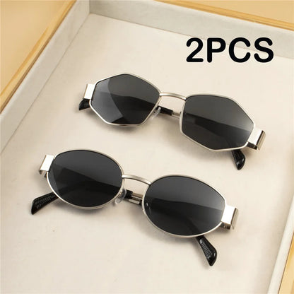 Pack 2 Óculos de Sol Redondos Punk Vintage – Armaoção Metal, Femininos