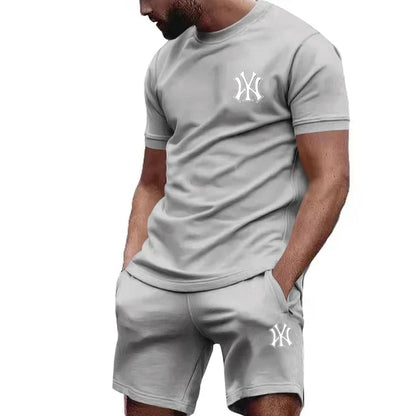 Conjunto Desportivo 2 Peças Masculino – T-shirt e Calções para Corrida e Fitness