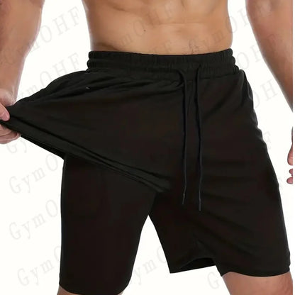 LONSDALE Men's Pattern Printed Fitness Shorts Double Layer 2-in-1 Fast Drying Fitness Outdoor Leisure Training Sports Shorts