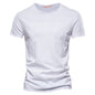 AIOPESON100% Cotton Men T-shirt V-neck Fashion Design Slim Fit Soild T-shirts Male Tops Tees Short Sleeve T Shirt O-neck For Men
