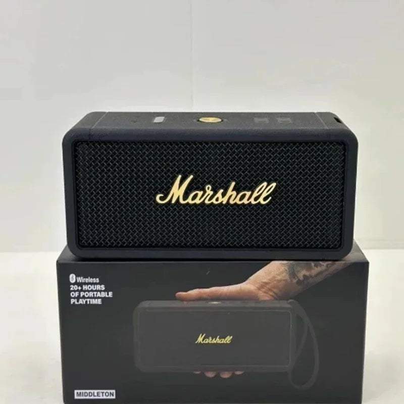 Coluna Marshall Bluetooth 5.0 Original – IPX4, Graves Profundos, Exterior