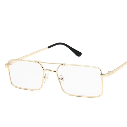 Óculos de Sol Quadrados Pequenos Vintage – Metal, Unissexo, Dupla Ponte
