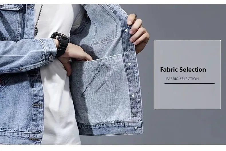 New Men's Short Denim Jacket Casual Style Ripped Jeans Cotton Material Spring Autumn Wear Resistant And Comfortable Fit