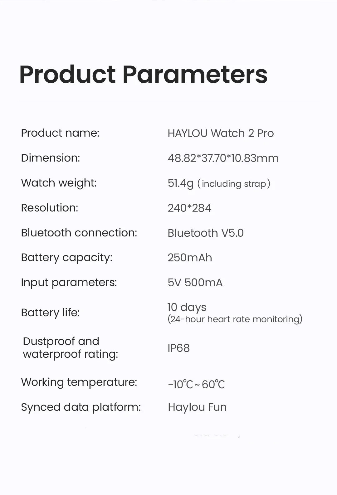 Smartwatch HAYLOU Watch 2 Pro – Ecrã 1.85", 100 Modos Desportivos, Freq. Cardíaca