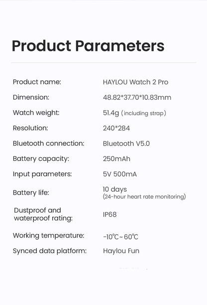 Smartwatch HAYLOU Watch 2 Pro – Ecrã 1.85", 100 Modos Desportivos, Freq. Cardíaca