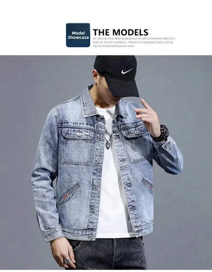 New Men's Short Denim Jacket Casual Style Ripped Jeans Cotton Material Spring Autumn Wear Resistant And Comfortable Fit