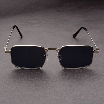 Óculos de Sol Retangulares Vintage em Metal – Unissexo, Luxo, Condução