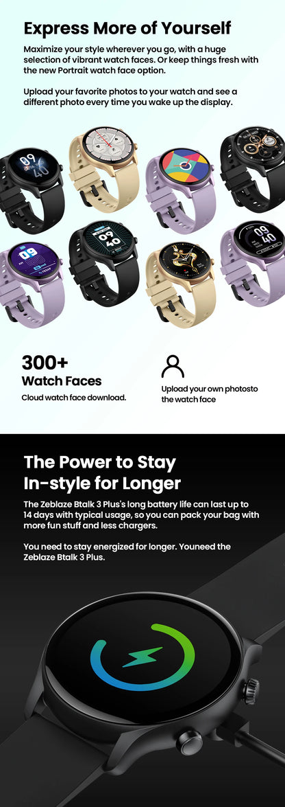 Smartwatch Zeblaze Btalk 3 Plus – Chamadas, Ecrã 1.39" HD, Fitness, Unissexo