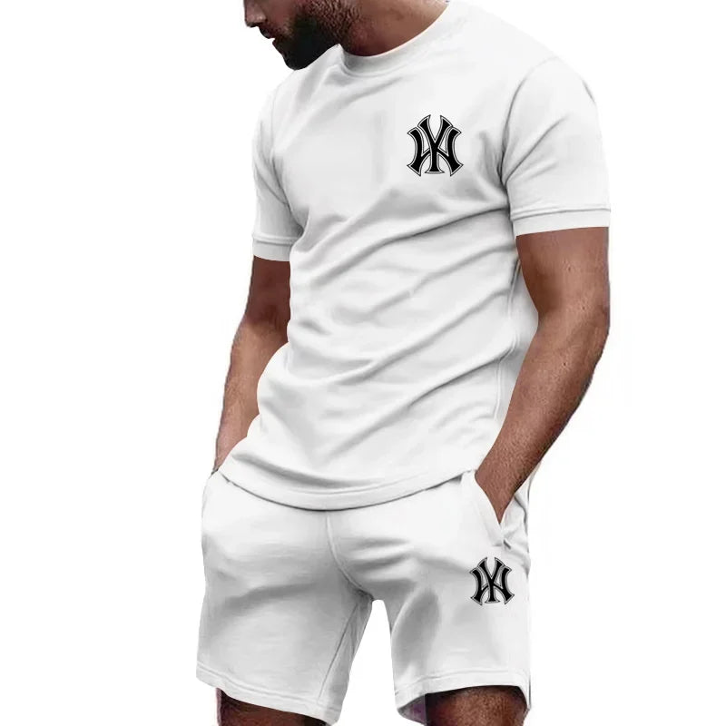 Conjunto Desportivo 2 Peças Masculino – T-shirt e Calções para Corrida e Fitness