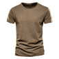 AIOPESON100% Cotton Men T-shirt V-neck Fashion Design Slim Fit Soild T-shirts Male Tops Tees Short Sleeve T Shirt O-neck For Men