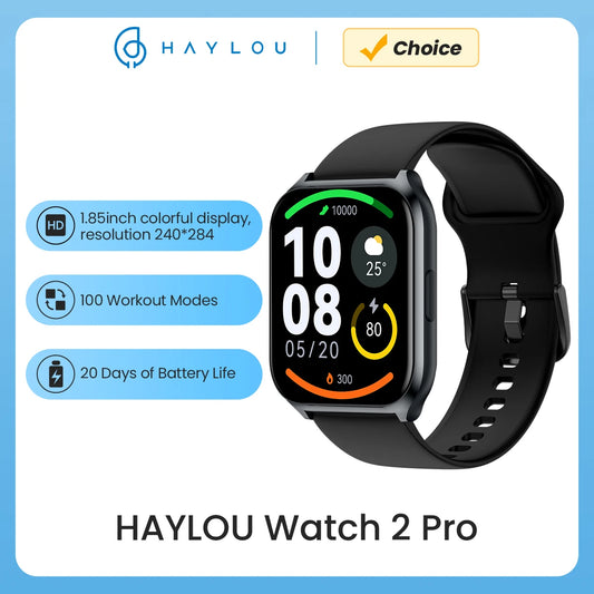 Smartwatch HAYLOU Watch 2 Pro – Ecrã 1.85", 100 Modos Desportivos, Freq. Cardíaca