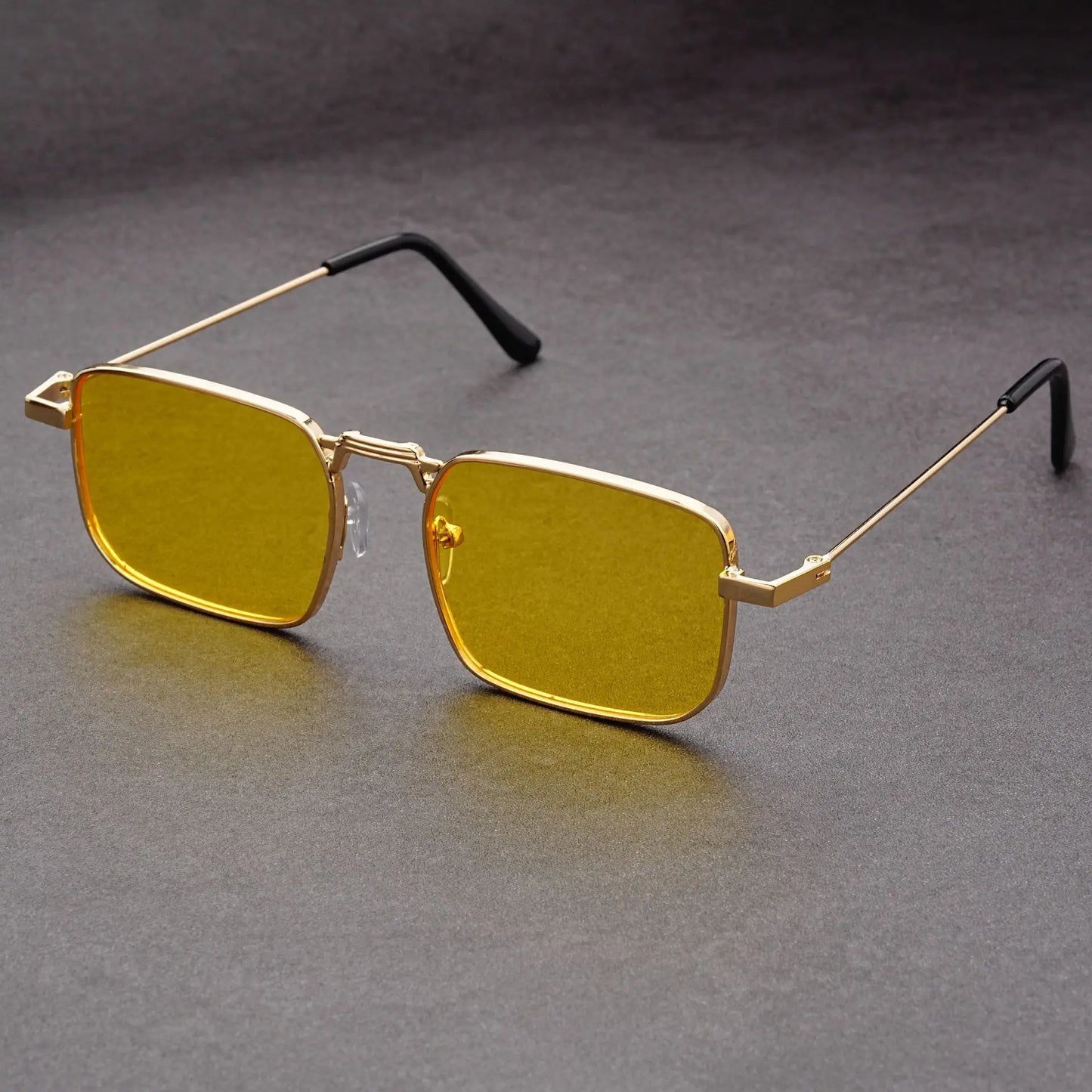 Óculos de Sol Retangulares Vintage em Metal – Unissexo, Luxo, Condução