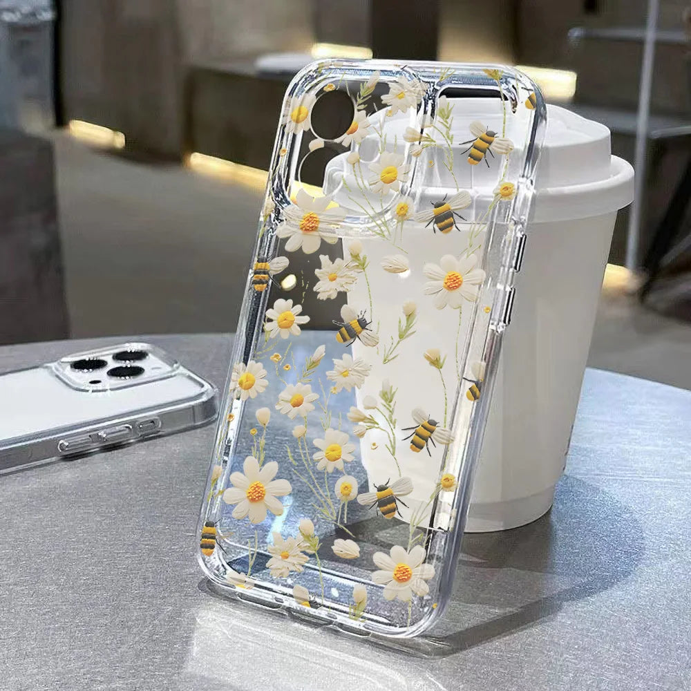 Capa Transparente com Flores para Samsung Galaxy – Antiquéda, Vários Modelos