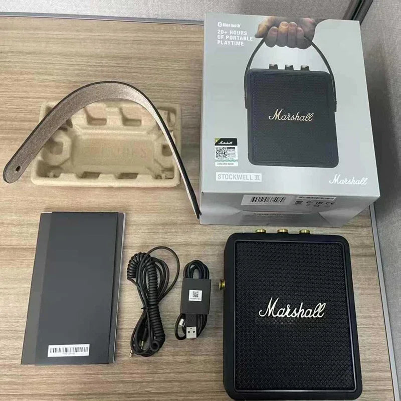 Coluna Bluetooth Portátil Marshall – BT 5.0, IPX4, Graves Profundos, Exterior