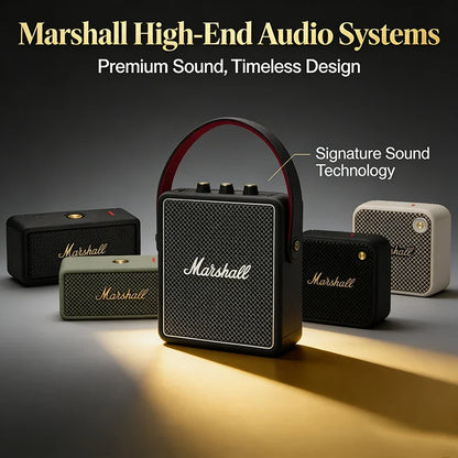 Coluna Bluetooth Portátil Marshall – BT 5.0, IPX4, Graves Profundos, Exterior