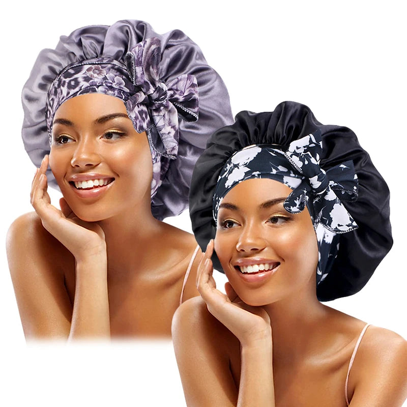 Boné com Laço de Renda Boné de Cabelo Elástico para Dormir Touca de Noite Toucas de Chuveiro e Banho para Mulheres